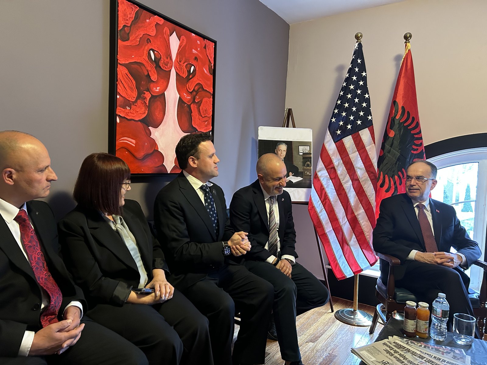 Russ Wilcox at Track-2 session at the Albanian Embassy with President Bajram Begaj and Ambassador Bushati